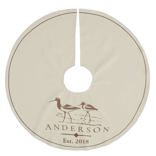 Strandbäume Sandpiper Birds | PERSONALISIERT Polyester Weihnachtsbaumdecke (Vorderseite)