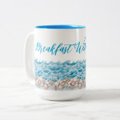 Strandbecher Frühstück mit Aussicht Zweifarbige Tasse (Vorderseite Links)