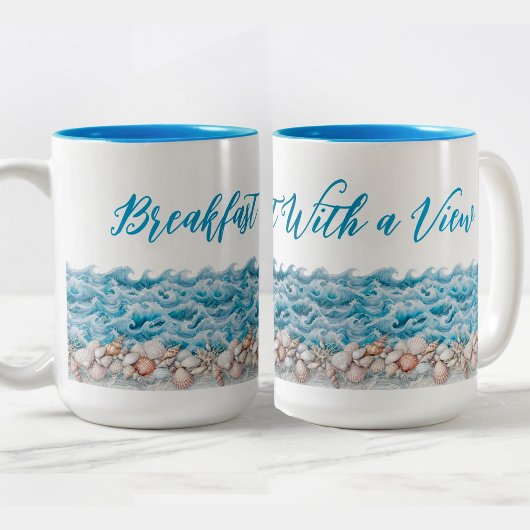 Strandbecher Frühstück mit Aussicht Zweifarbige Tasse