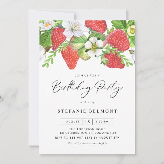 Strandbeeren Botanischer Geburtstag Einladung (Vorderseite)