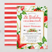 Strandbeeren und Blume 21. Geburtstag Einladung (Vorne/Hinten)