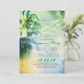 Strandbeleuchtung Palmen Beachvolleyball Party Einladung (Stehend Vorderseite)