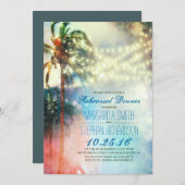 Strandbeleuchtung Palmen Probe Abendessen Einladung (Vorne/Hinten)