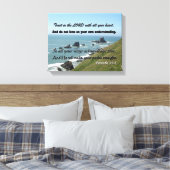 Strandbild mit Schrift aus den Sprichwörtern 3:5-6 Leinwanddruck (Insitu (Schlafzimmer))