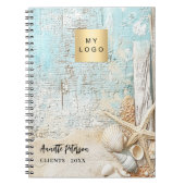 Strandblau-Sand-Seesterne-Muschel-Logo Notizblock (Vorderseite)