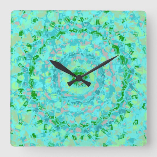 Strandblau und grün Abstrakt Quadratische Wanduhr (Vorderseite)