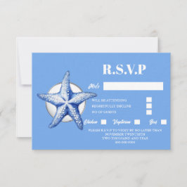 Strandblau, weißer Küstenstrich - Luxus RSVP Karte