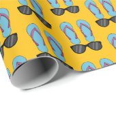 Strandblaue Flip Flops und schwarze Sonnenbrille Geschenkpapier (Rolleneckpunkt)