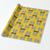 Strandblaue Flip Flops und schwarze Sonnenbrille Geschenkpapier (Ungerollt)