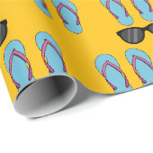 Strandblaue Flip Flops und schwarze Sonnenbrille Geschenkpapier (Rolleneckpunkt)