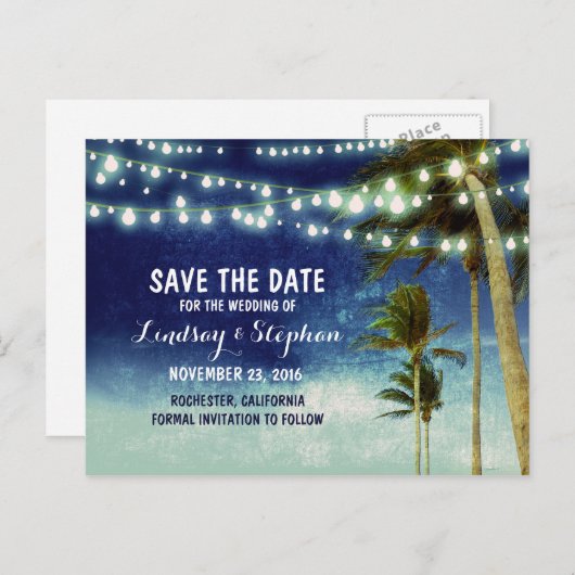 Strandblaue Ober Save the Date Postkarten (Vorne/Hinten)