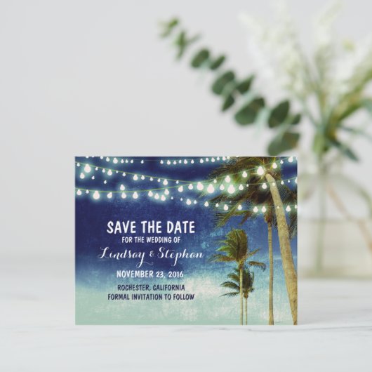 Strandblaue Ober Save the Date Postkarten (Stehend Vorderseite)