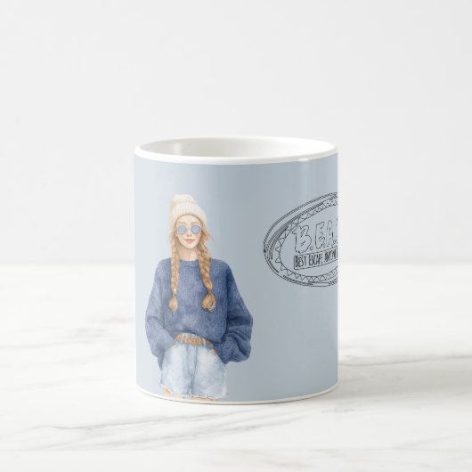 Strandblauer Pullover Kurze Rothaarige Kaffeetasse (Mittel)