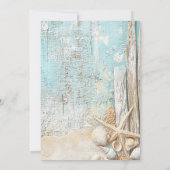 Strandblauer Sand Seesterne treiftwood Luxushochze Einladung (Rückseite)