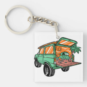 Strandblick in der Auto-Illustration Sommerspass Schlüsselanhänger