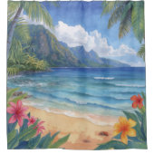 Strandblumen Hawaii Duschvorhang (Vorderseite)
