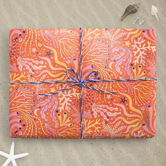 Strandboho-Seegras Orange Geschenkpapier