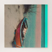 Strandboot am Sandstrand | AI Generated Art Puzzle (Horizontal)