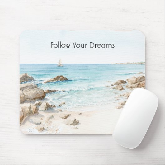 Strandboot mit Meeresblick  Mousepad (Mit Mouse)