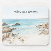 Strandboot mit Meeresblick  Mousepad (Vorne)