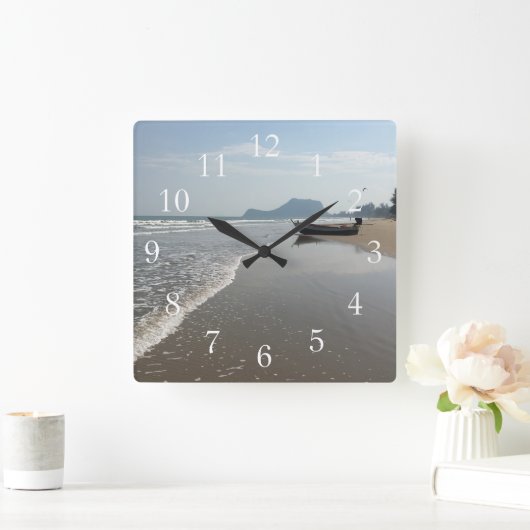 Strandboot-Uhr Quadratische Wanduhr (Zuhause)