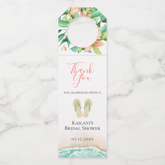 Strandbotanische Flip Flops Flaschenanhänger (Vorderseite)