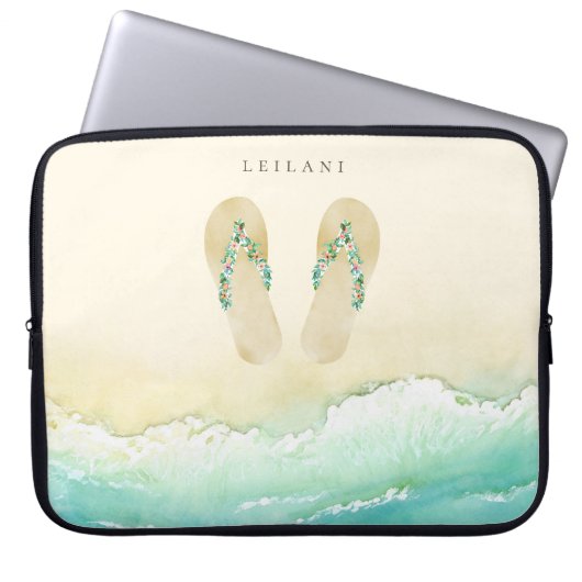 Strandbotanische Flip Flops Laptopschutzhülle (Vorderseite)