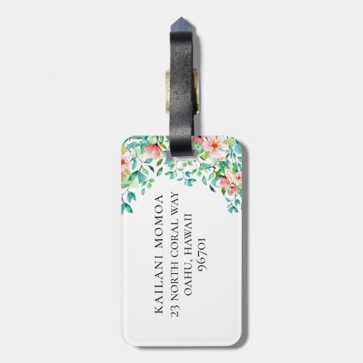 Strandbotanisches Flip Flops Monogramm Gepäckanhänger (Rückseite vertikal)