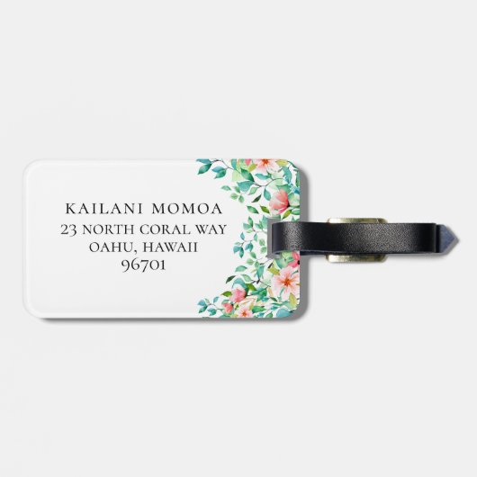 Strandbotanisches Flip Flops Monogramm Gepäckanhänger (Rückseite horizontal)