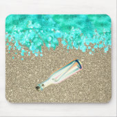 Strandbotschaft in einer Flasche direkt am Meer un Mousepad (Vorne)