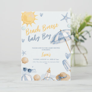 Strandbrise Junge blaue Babyparty-Einladung Einladung