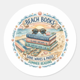 Strandbücher Sommerlesedesign  Runder Aufkleber