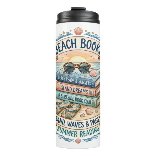 Strandbücher Sommerlesedesign Thermosbecher (Vorderseite)