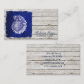 Strandchic Drift Holz nautische blaue Muscheln Visitenkarte (Vorne/Hinten)