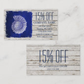 Strandchic Drift Holz nautische blaue Muscheln Visitenkarte (Vorne/Hinten)
