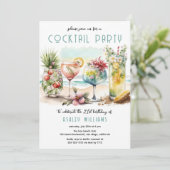 Strandcocktails 21. Geburtstag Party Einladung (Stehend Vorderseite)