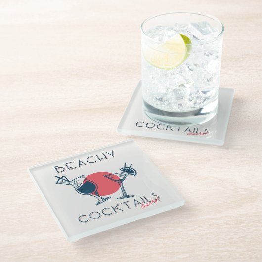 Strandcocktails Prost Party Kunst Glasuntersetzer (Schrägansicht)