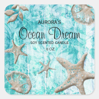 Strandcreme-Produktverpackung für Kerzen Quadratischer Aufkleber