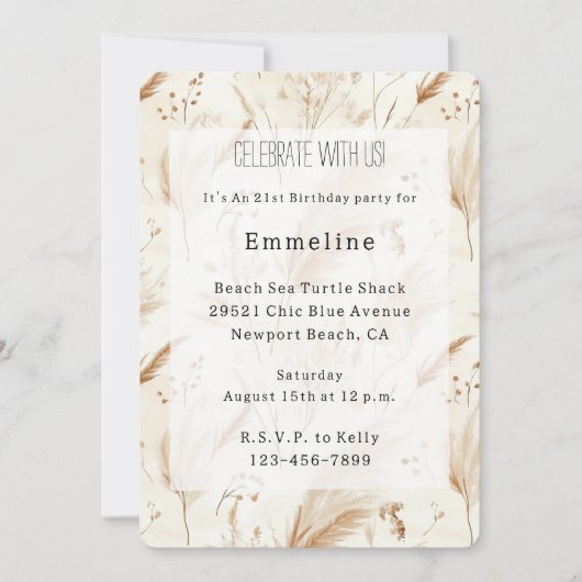 Strandcreme-Sand-Geburtstag Einladung (Vorderseite)