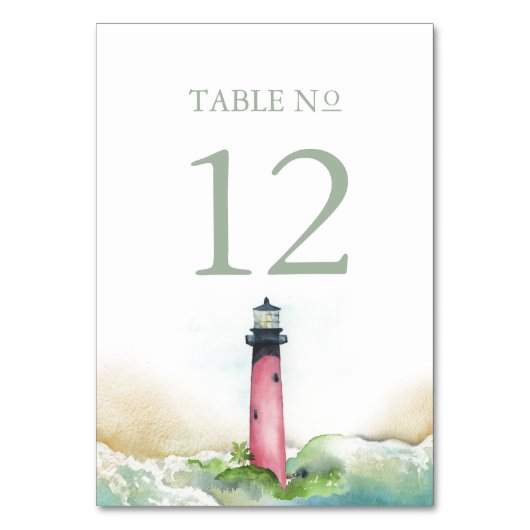 Stranddecke Dekoration Leuchtturm Tischnummer (Vorderseite)