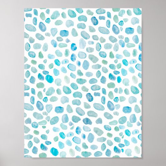 Stranddekor aus Meeresglas Kies Aquarellbilder Poster (Vorne)