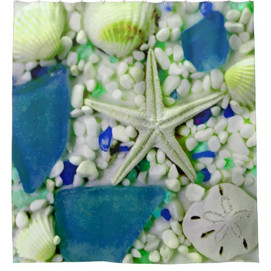 Stranddesign Duschvorhang (Vorderseite)