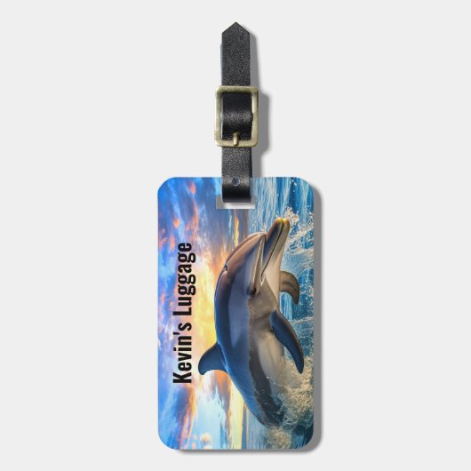 Stranddolphin Monogram Gepäckanhänger (Vorderseite vertikal)