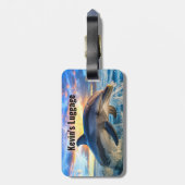 Stranddolphin Monogram Gepäckanhänger (Rückseite vertikal)