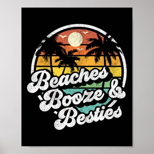 Strände Boost and Besties Funny Retro 70er Beach W Poster (Vorne)
