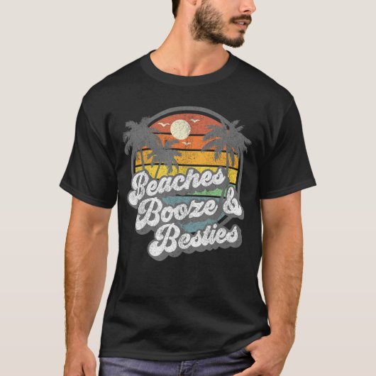 Strände Boost and Besties Funny Retro 70er Beach W T-Shirt (Vorderseite)