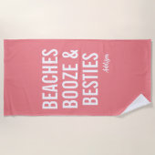 Strände Booze & Besties Coral Beach Handtuch (Vorderseite)