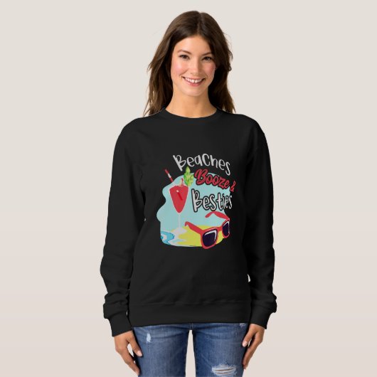 Strände Booze Besties Girl's Tour Sweatshirt (Vorne ganz)