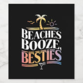 Strände Booze & Besties Kokospalmen Sommer Weinetikett (Einzelnes Label)