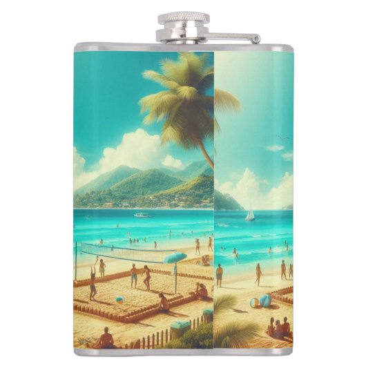 Strände sind ruhige Paradiese Flachmann (Rückseite)